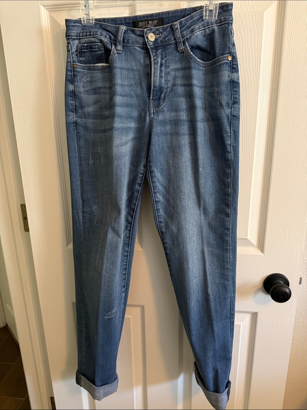 Judy Blue Medium Blue Rolled Cuff Boyfriend Jeans